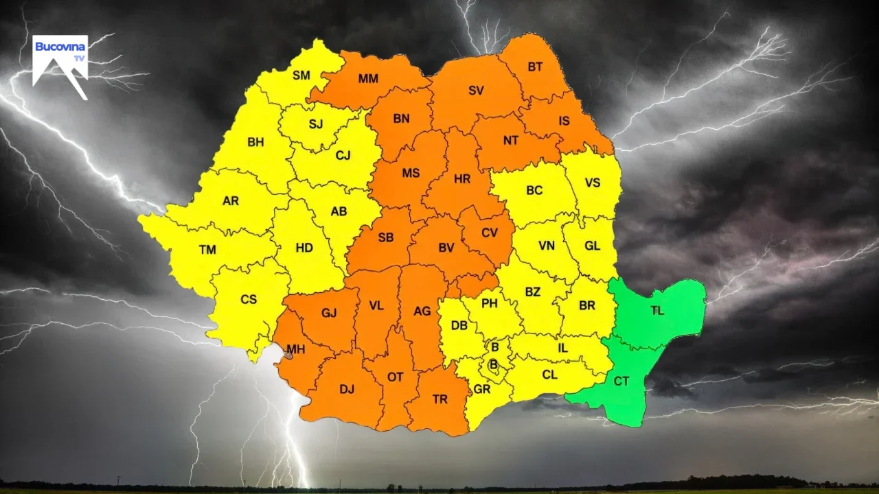 Cod portocaliu de furtuni în Suceava și alte trei județe din Moldova