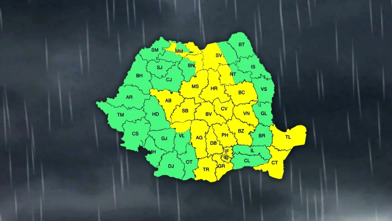 Județul Suceava a intrat sub avertizare meteo de furtuni