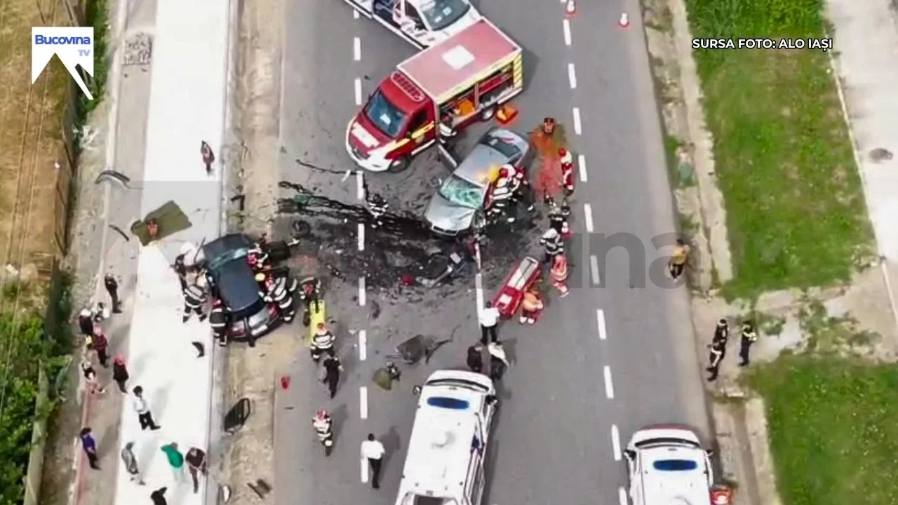 Două persoane încarcerate, într-un accident rutier la Iași