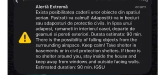 Ro-Alert în Suceava, Neamț și Iași privind căderea unor obiecte din spațiul aerian