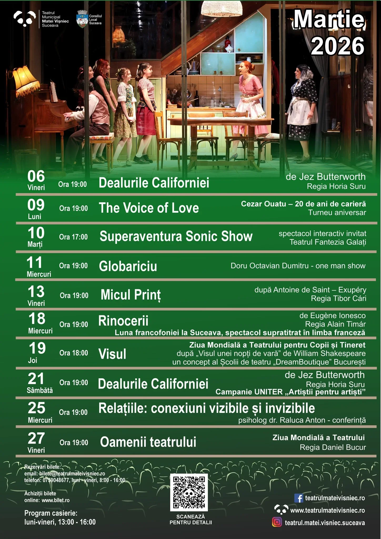 Program divers în luna martie la Teatrul Municipal „Matei Vișniec” Suceava